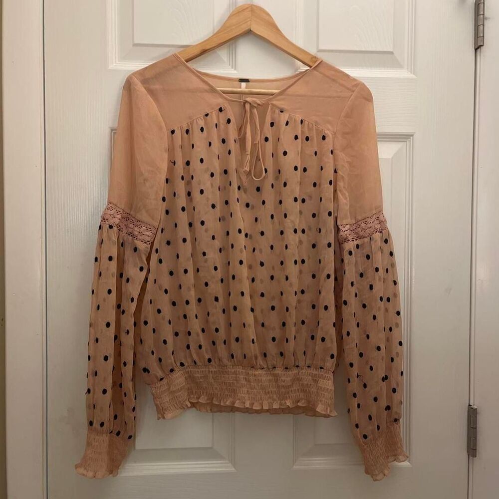 Free-people Women's Pink and Tan Blouse